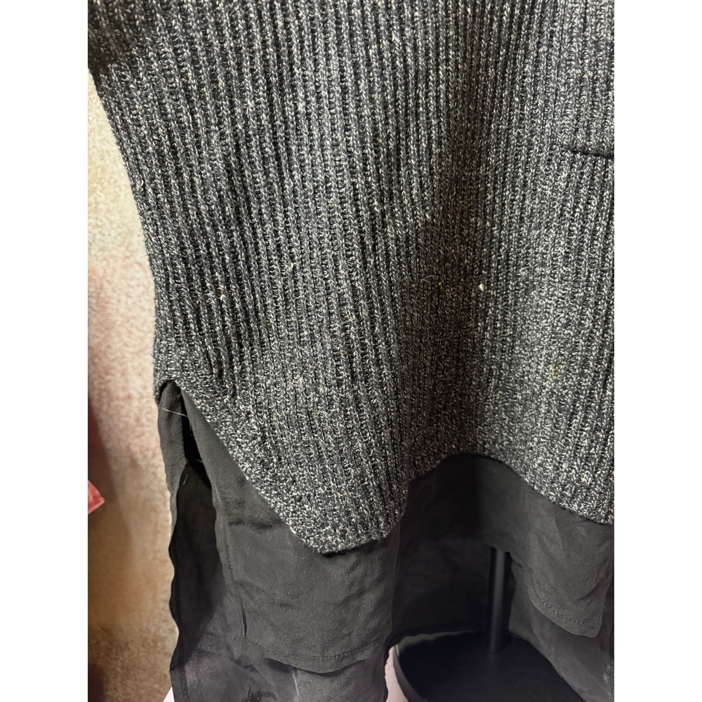 Madewell Women's XS Extra Small Marled Knit Layered Sweater Black Gray Pocket - Picture 3 of 6